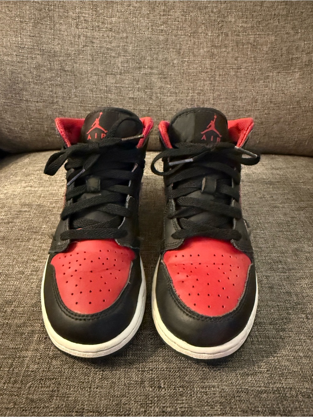 Jordan Kids Black and Red High-Top Sneakers